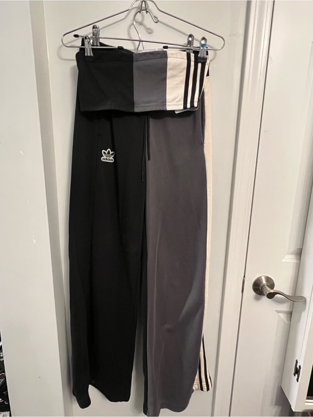 Adidas Colorblock Wide-Leg Track Pants - Black & Gray and matching strapless top